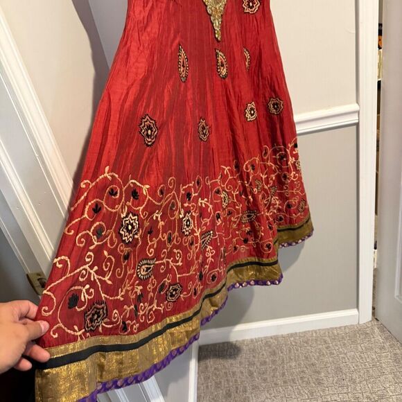 indian pakistani youth girls dress top‎ only 40 embroidered sequins red gold - Picture 2 of 5